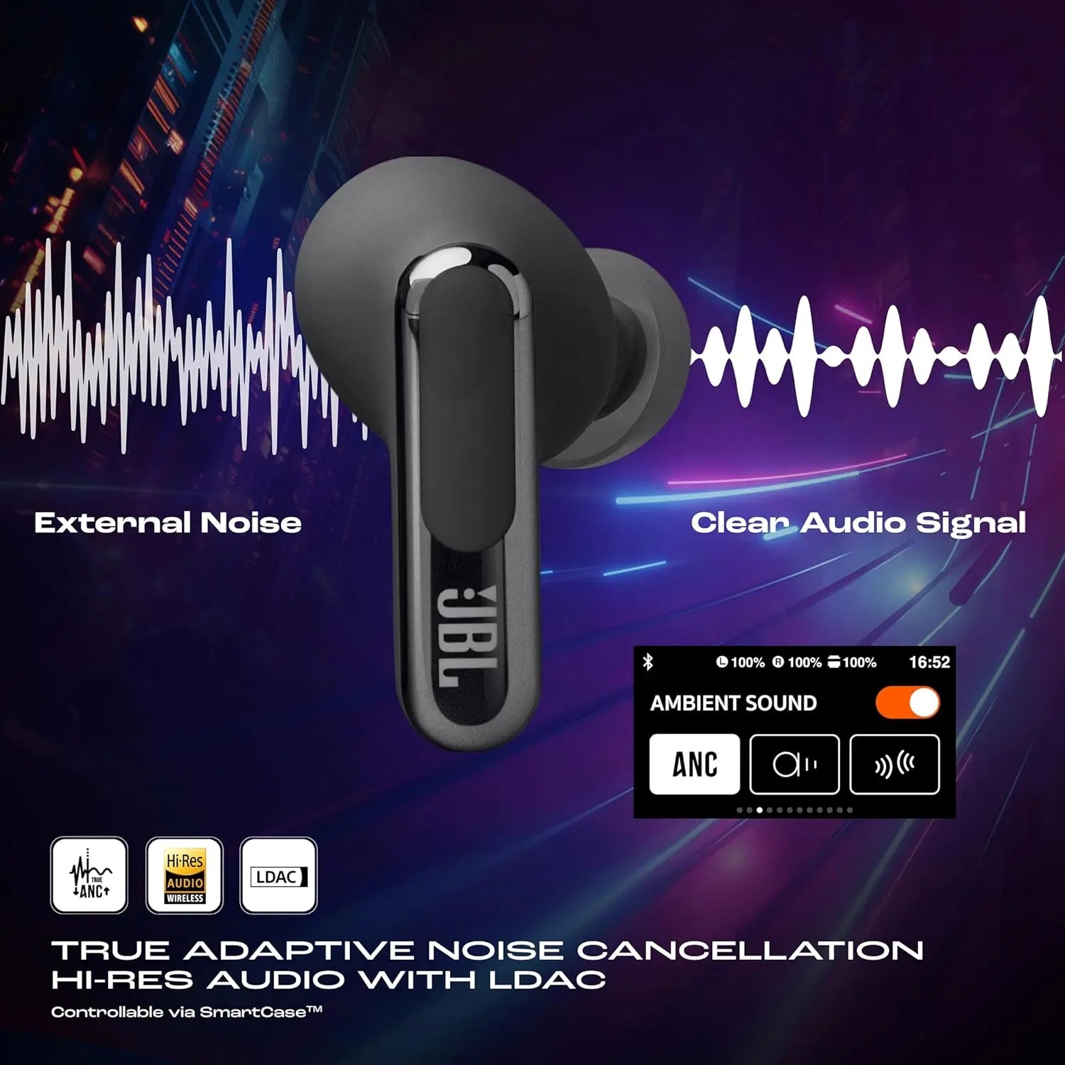JBL New Launch Live Beam 3, Hi-Res Audio True ANC TWS, Smart Case with Touch Display Dabbakhul