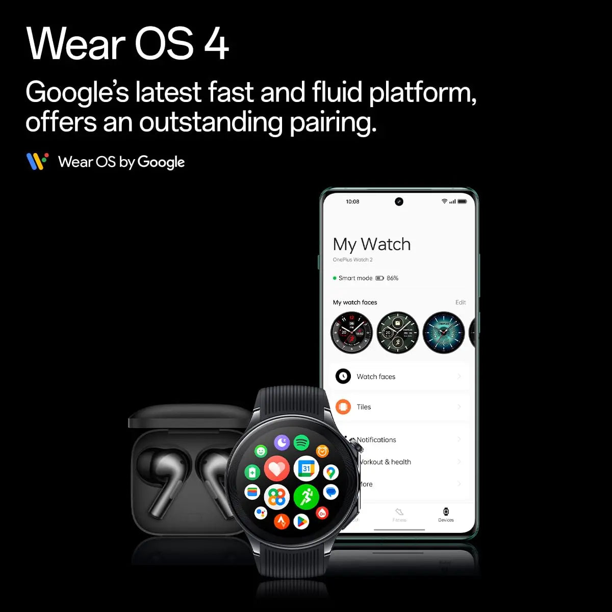 OnePlus Watch 2 with Wear OS 4,Snapdragon W5 Chipset,Upto 100hrs battery life,1.43’’ AMOLED Display,Stainless Steel & Sapphire Crystal build,Dual Frequency GPS,5 ATM, IP68 & BT Calling Dabbakhul