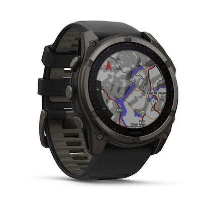 Garmin fēnix® 8 – 47 mm, Solar, AMOLED, Sapphire, Premium Multisport GPS Smartwatch, Long-Lasting Battery Life, Dive-Rated, Built-in LED Flashlight, Carbon Gray DLC Titanium with Pebble Gray Band Dabbakhul