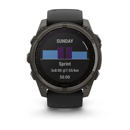 Garmin fēnix® 8 – 47 mm, Solar, AMOLED, Sapphire, Premium Multisport GPS Smartwatch, Long-Lasting Battery Life, Dive-Rated, Built-in LED Flashlight, Carbon Gray DLC Titanium with Pebble Gray Band Dabbakhul