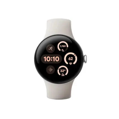 Google Pixel Watch 3 (45 mm), AMOLED LTPO display, Advanced motion sensing Smartwatch (Porcelain Strap, Free Size Dabbakhul
