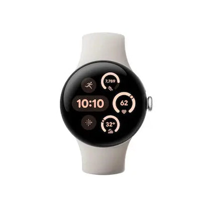Google Pixel Watch 3 (45 mm), AMOLED LTPO display, Advanced motion sensing Smartwatch (Porcelain Strap, Free Size Dabbakhul