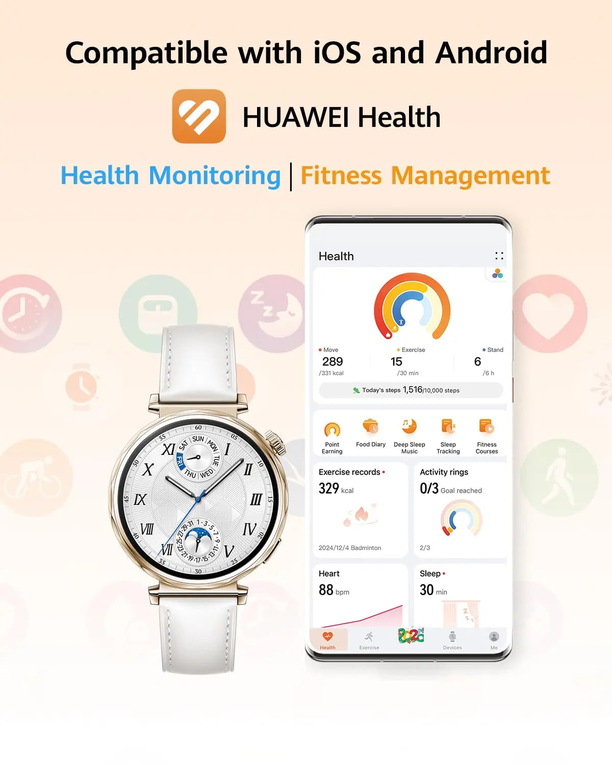 HUAWEI Watch GT 5 41mm Smartwatch, Up to 7 Days Battery Life, iOS & Android Compatible,Built in Maps, Pro-Level Sports Call&Message Reply - Gold Dabbakhul