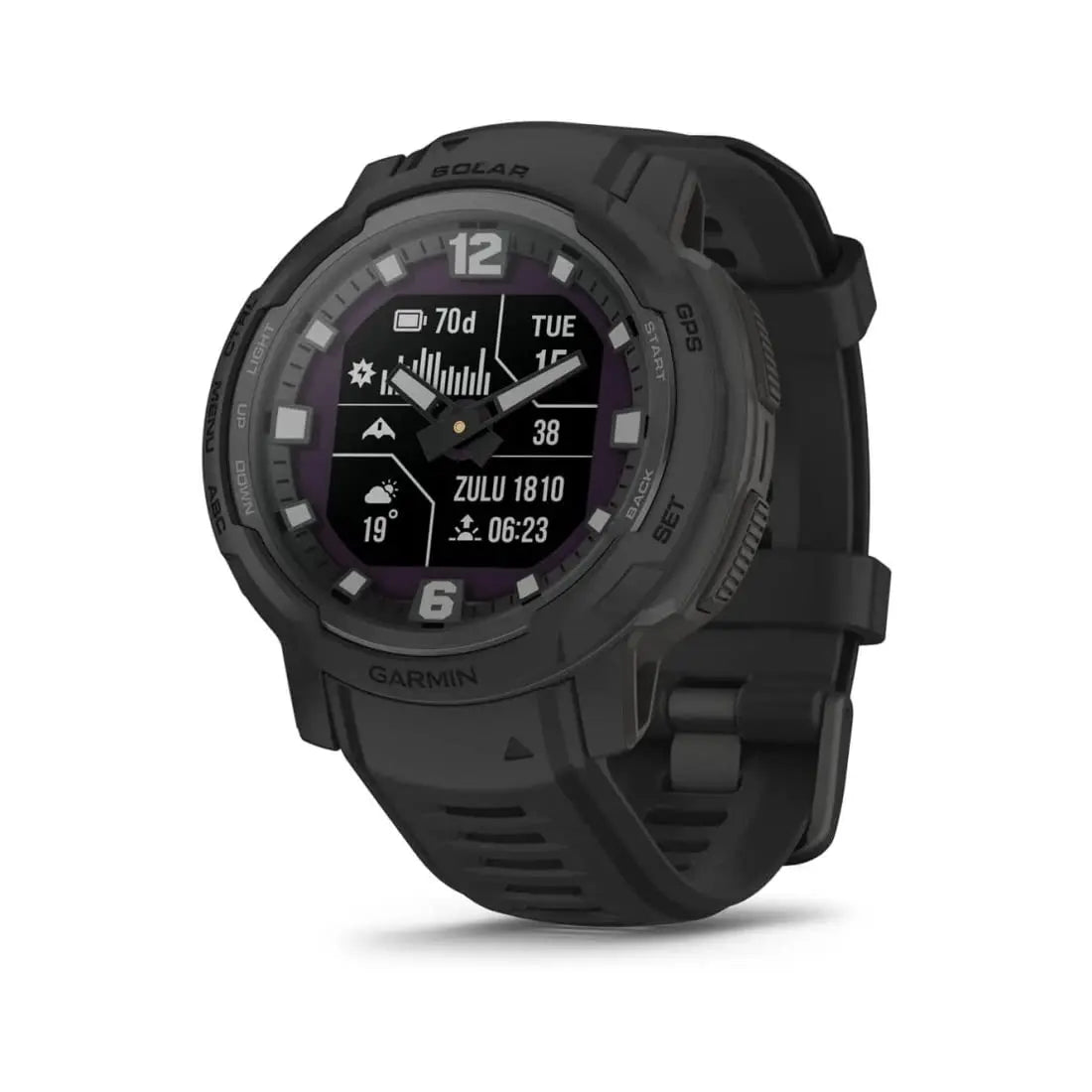 Garmin Instinct Crossover Solar - Tactical Edition, Rugged Hybrid Smartwatch with Solar Charging Capabilities, Tactical-Specific Features, Analog Hands and Digital Display,Black Dabbakhul
