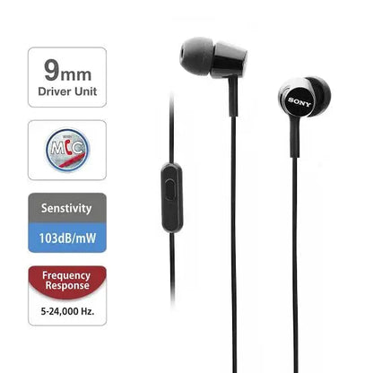 Sony MDR-EX155AP Wired in Ear Headphones with Tangle Free Cable, 3.5mm Jack, Headset with Mic for Phone Calls Dabbakhul