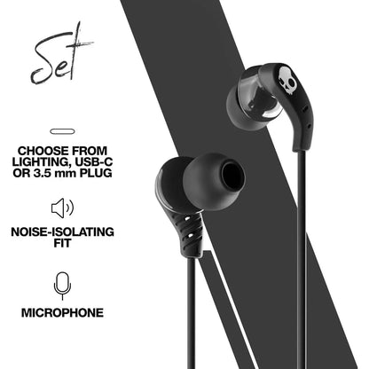 Skullcandy - Set USB-C, Noise Isolating, Call and Track Control, Works with iPhone and Android Wired Headset (Black, In the Ear) Dabbakhul