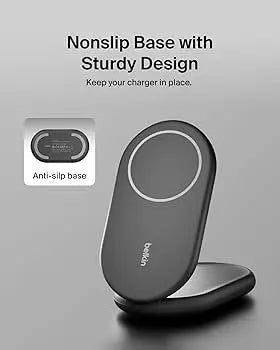 Belkin MagSafe Qi2 Wireless Charger | 2-in-1 Magnetic Foldable 15W | Fast Charger for iPhone 16, 15, 14, 13, 12 | Charging Station with Non-Slip Base | PSU Included Dabbakhul