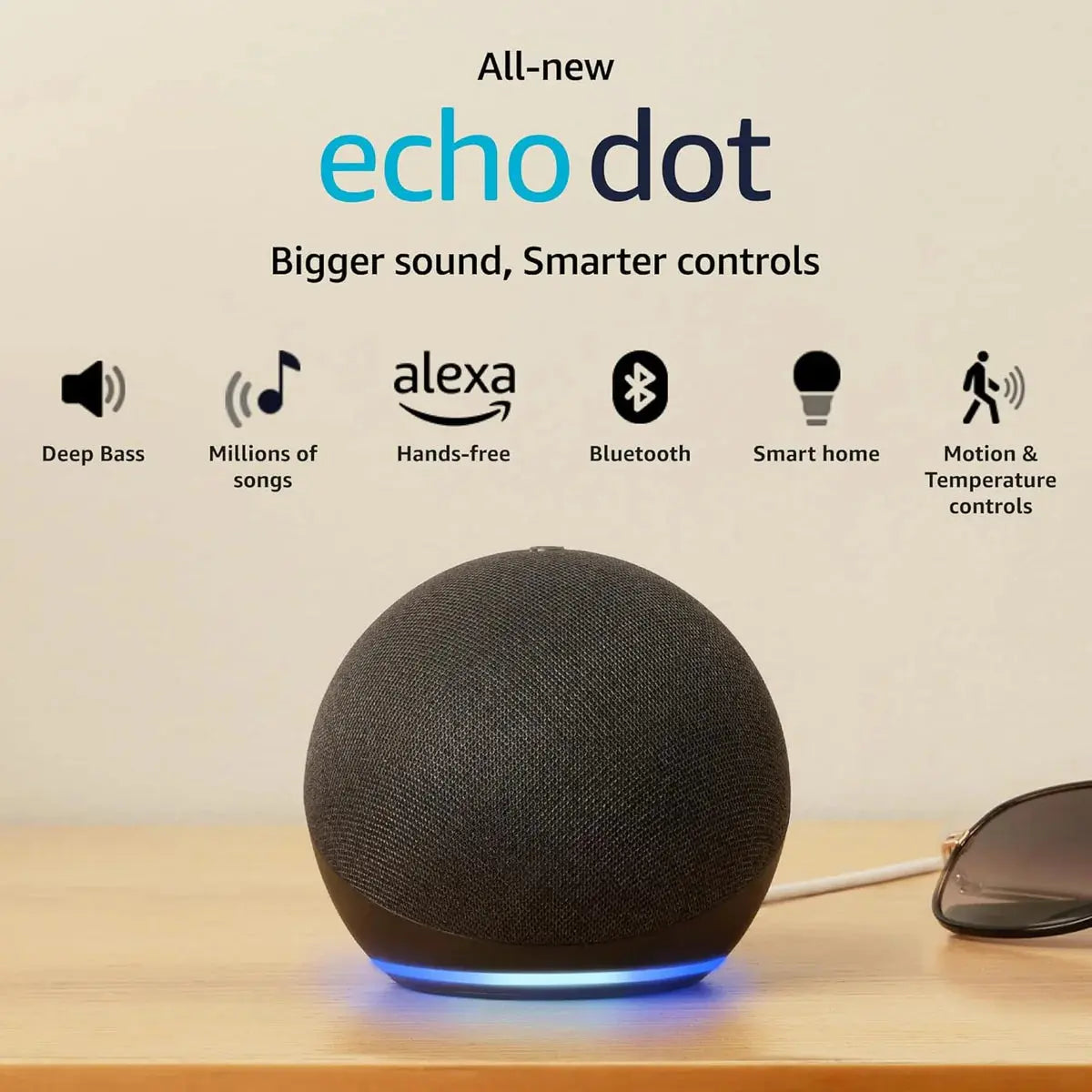 Amazon Echo Dot (5th Gen) | Smart speaker with Bigger sound, Motion Detection, Temperature Sensor, Alexa and Bluetooth Dabbakhul