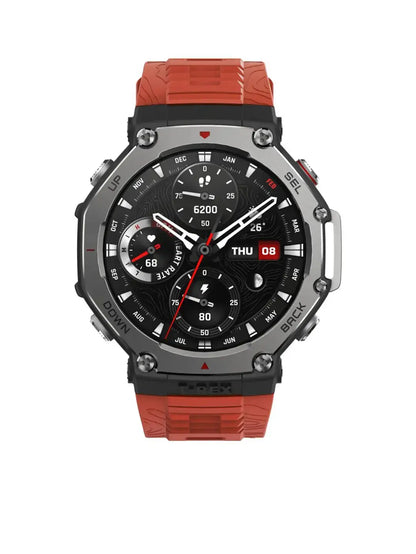 Amazfit T-Rex 3 Outdoor Rugged Military 48mm Smart Watch, Built in GPS, 27 Days Battery Life, Offline Maps, 2000 Nits Brightness, 10 ATM Water Resistance, AI Coach, for iOS & Android (Lava Red) Dabbakhul