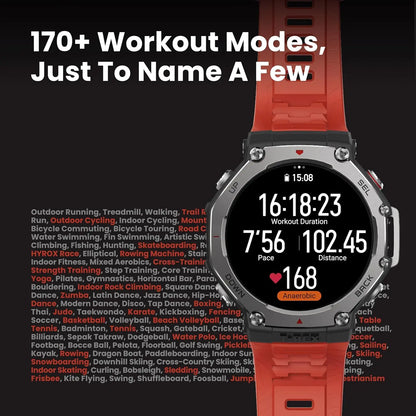 Amazfit T-Rex 3 Outdoor Rugged Military 48mm Smart Watch, Built in GPS, 27 Days Battery Life, Offline Maps, 2000 Nits Brightness, 10 ATM Water Resistance, AI Coach, for iOS & Android (Lava Red) Dabbakhul