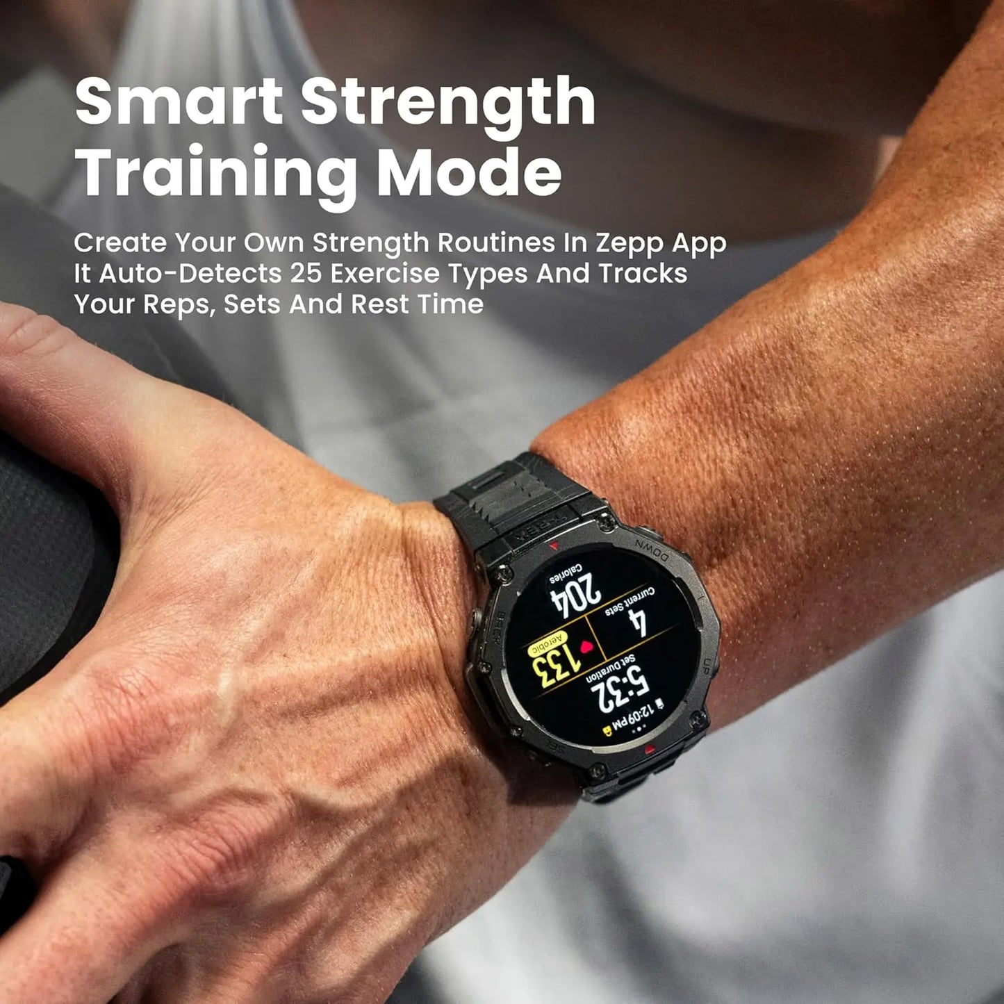 Amazfit T-Rex 3 Outdoor Rugged Military 48mm Smart Watch, Built in GPS, 27 Days Battery Life, Offline Maps, 2000 Nits Brightness, 10 ATM Water Resistance, AI Coach, for iOS & Android (Lava Red) Dabbakhul
