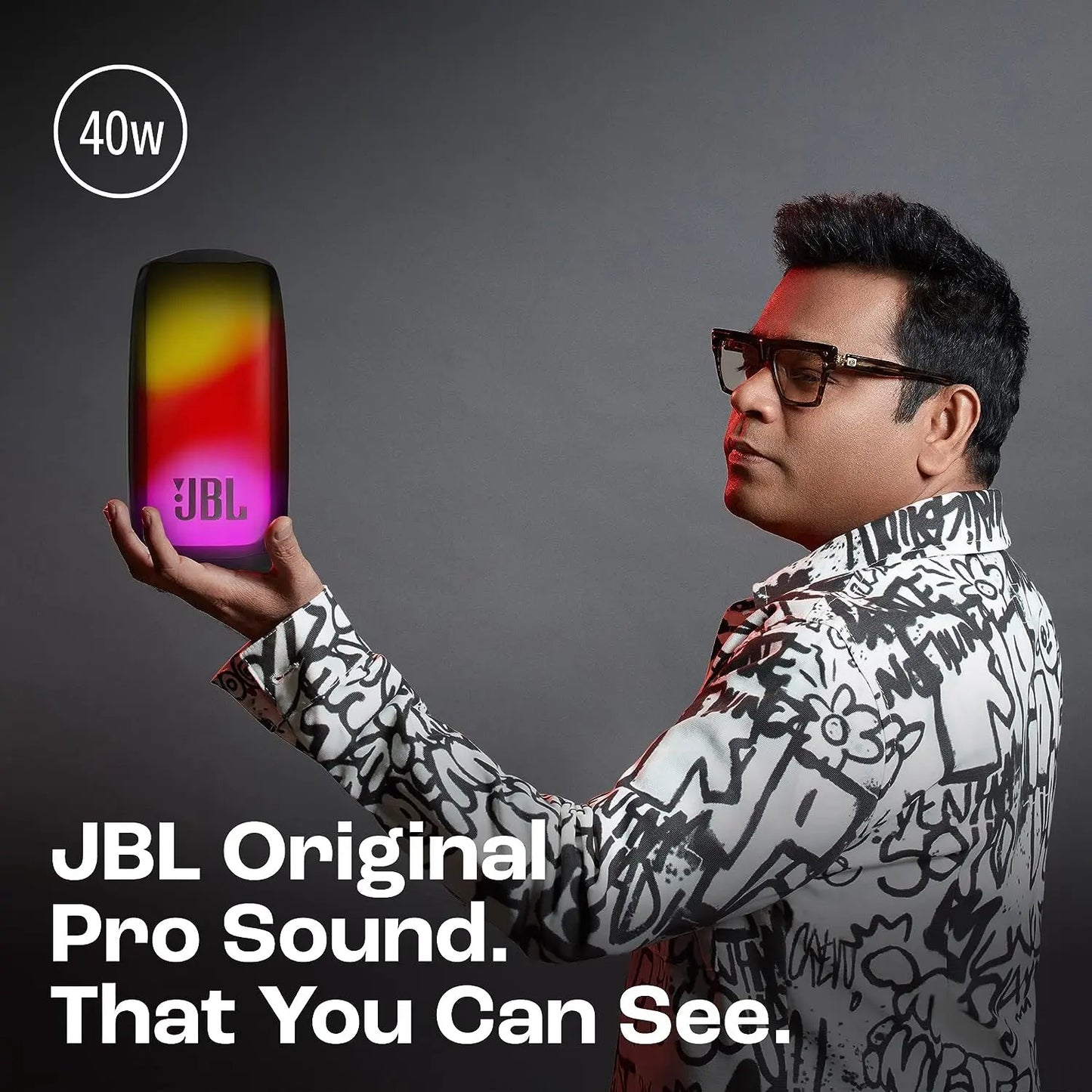 JBL Pulse 5, Wireless Portable Bluetooth Speaker, 40 Watt, Customized 360° Lightshow Portable App, Pro Sound, Deep Bass, 12 Hours Playtime, PartyBoost, IP67 Waterproof & Dustproof Dabbakhul