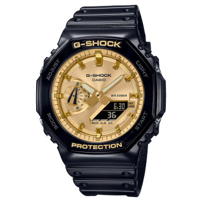 Casio G-Shock GA-2100GB-1ADR Gold Analog-Digital Dial Black Resin Strap Men's Watch Shock and 200M Water Resistant G1453