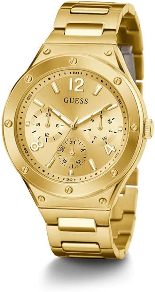 GUESS Scope Analog Watch for man with Champagne Round Dial & Gold Stainless Steel Bracelet Band Water Resistant Men's Wrist Watches - GW0454G2
Product Images and Videos (AI-Generated Alt Text)