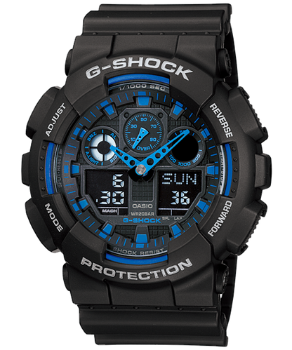 Casio G-Shock GA-100CB-1ADR Black & Blue Camouflage Analog-Digital Dial Black Resin Strap Men's Watch Shock And 200M Water Resistant G625