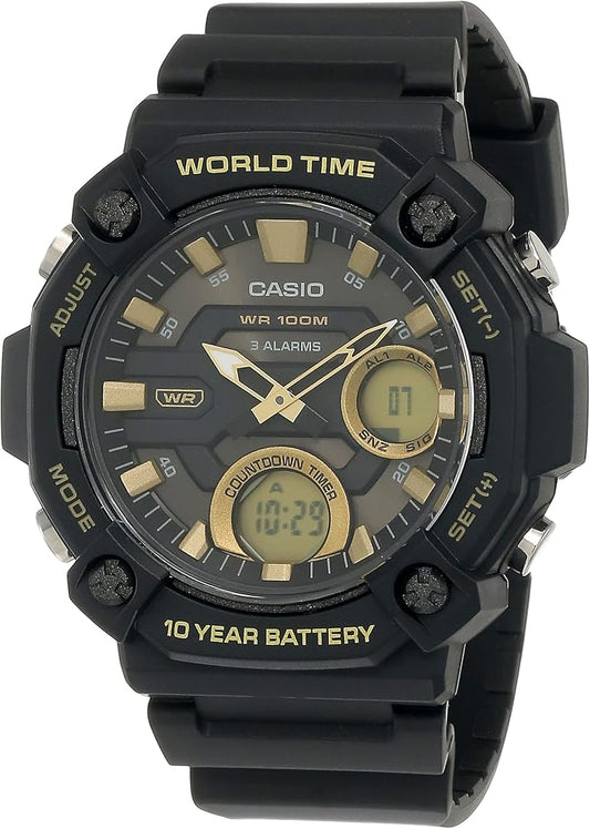 Casio Youth Analog-Digital Gold Dial Men AEQ-120W-9AVDF (AD264)